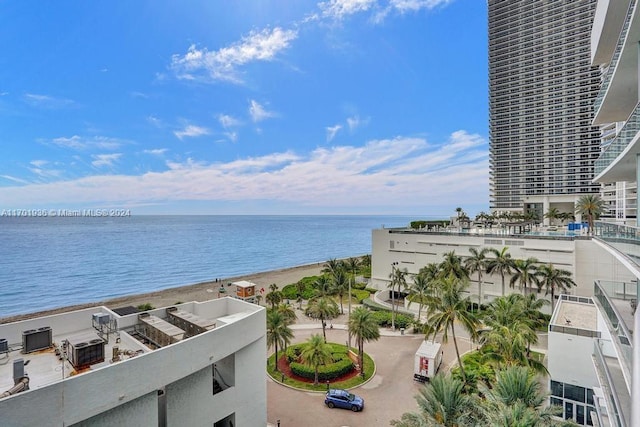 view of water feature featuring a beach view