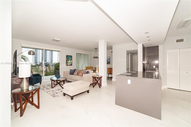 17145 N Bay Rd Unit 4607, Sunny Isles Beach, FL 33160 - living area featuring light marble finish floors