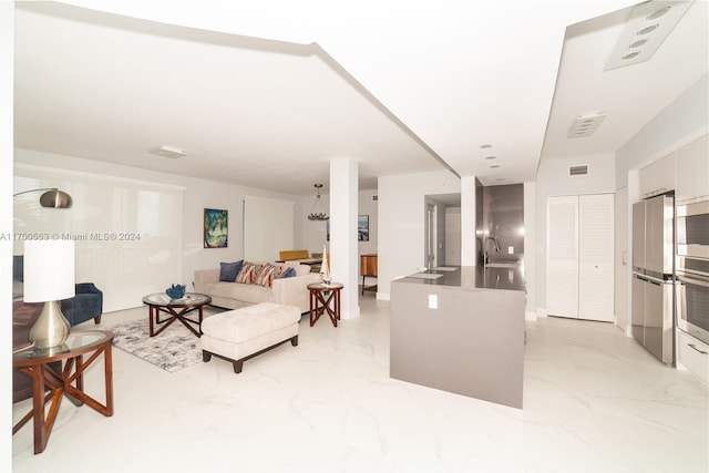 17145 N Bay Rd Unit 4607, Sunny Isles Beach, FL 33160 - living room with light marble finish flooring
