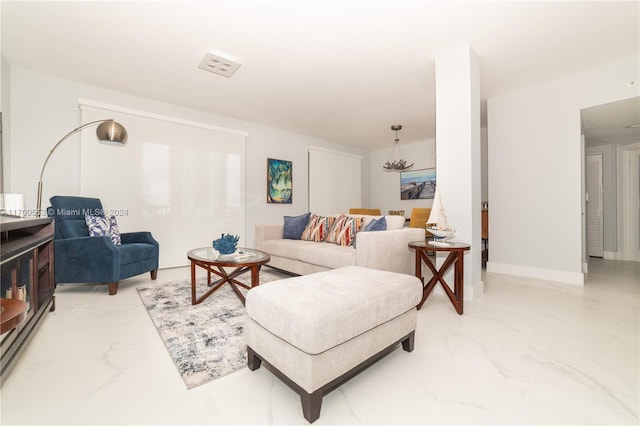 17145 N Bay Rd Unit 4607, Sunny Isles Beach, FL 33160 - living area with light marble finish flooring and baseboards