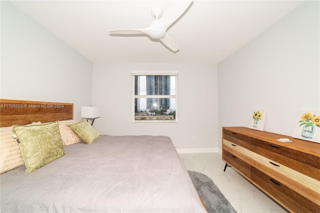 bedroom featuring ceiling fan