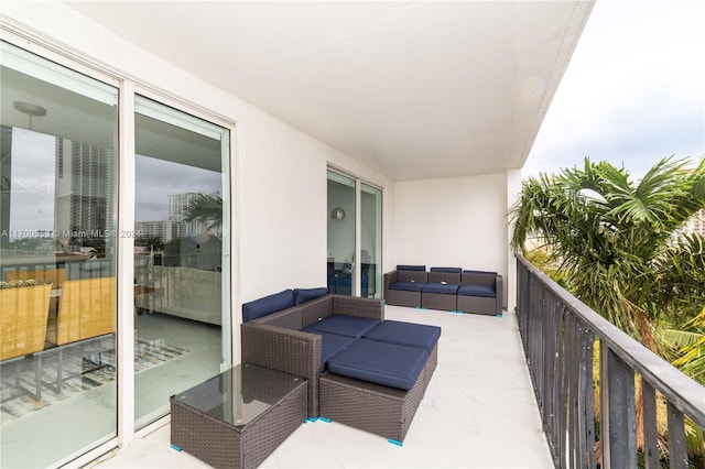 balcony featuring an outdoor living space