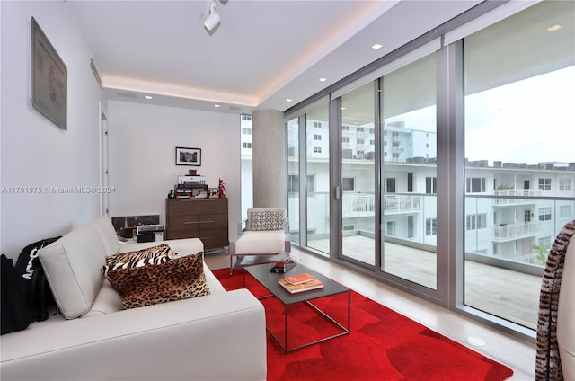 living room featuring floor to ceiling windows and a wealth of natural light