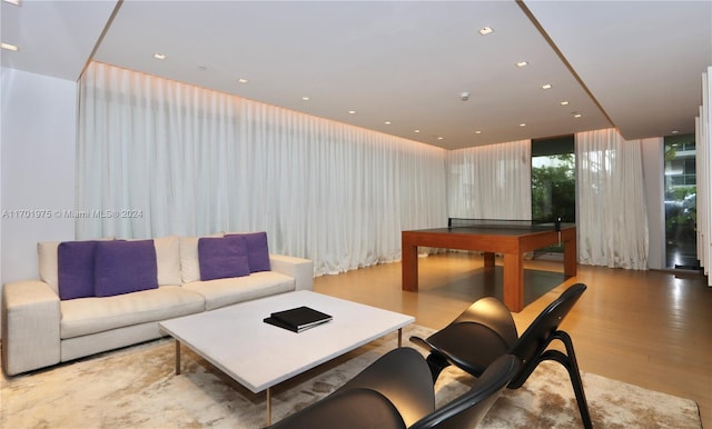 living room with light hardwood / wood-style flooring