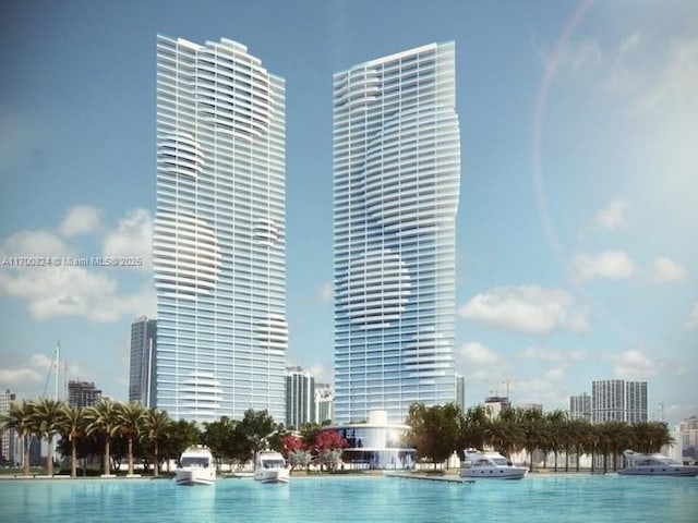 view of pool featuring a view of city