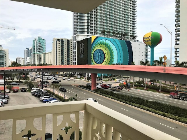 balcony with a view of city