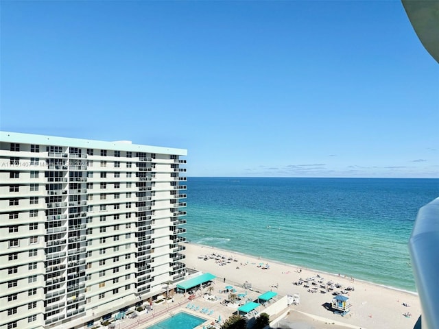 view of water feature featuring a beach view