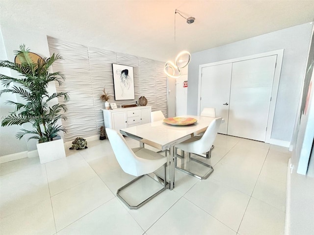 dining room with light tile patterned flooring