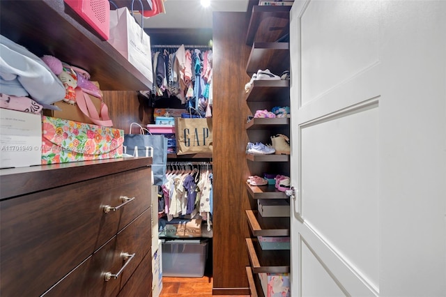 spacious closet with light wood-type flooring