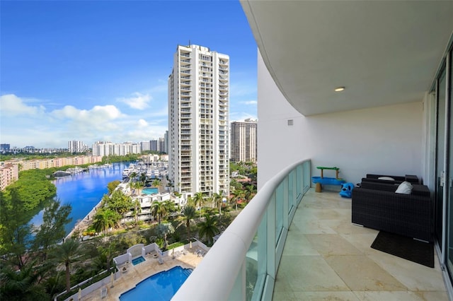 balcony with a water view