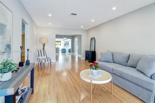 living room featuring light hardwood / wood-style flooring