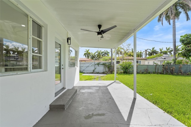 view of patio / terrace featuring ceiling fan