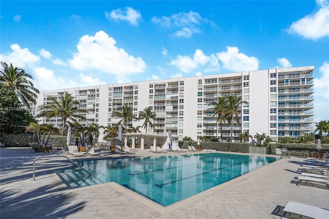 view of pool featuring a patio area