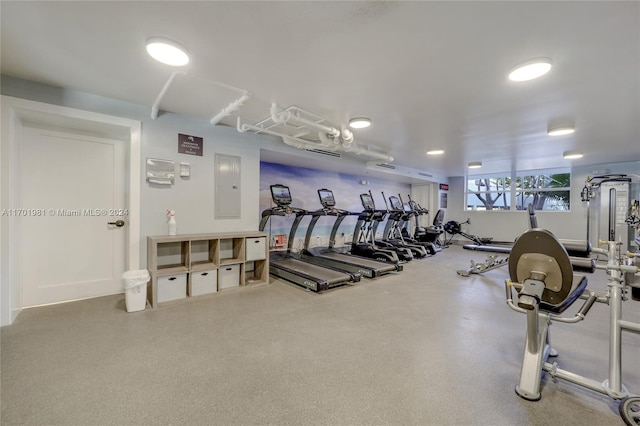 gym with electric panel