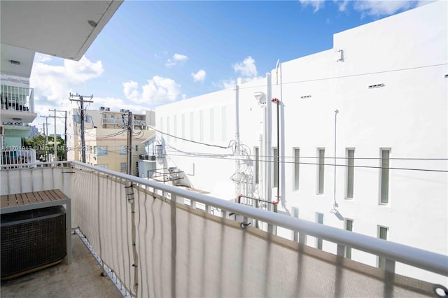 balcony featuring central AC unit