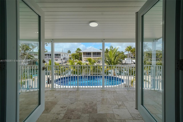 view of pool featuring a patio