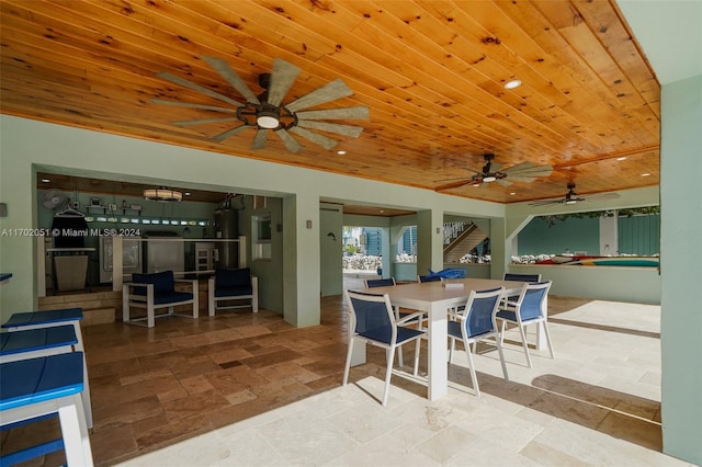 interior space with wood ceiling