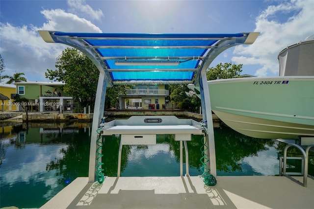 view of dock featuring a water view