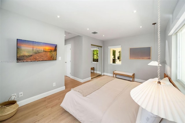 bedroom featuring light hardwood / wood-style floors