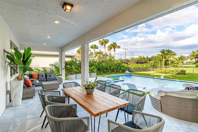 view of patio featuring an outdoor living space