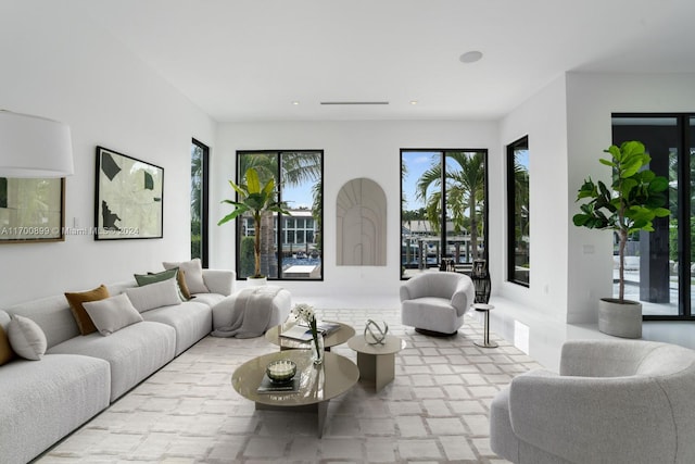 living room with plenty of natural light