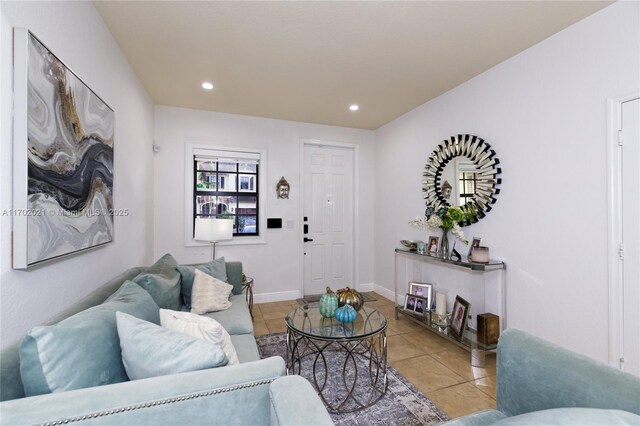 view of tiled living room