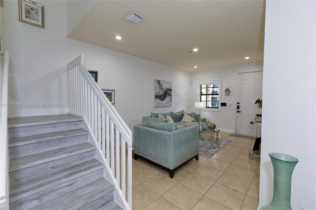 view of tiled living room