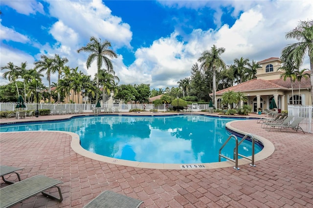 view of pool featuring a patio area