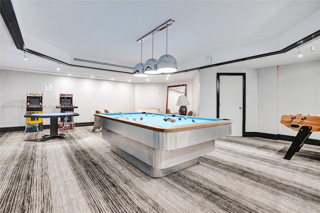 game room with carpet floors and billiards