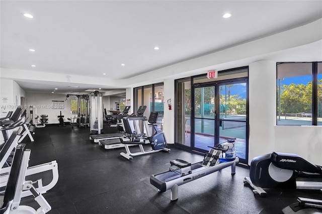 20191 E Country Club Dr Unit 2310, Aventura, FL 33180 - workout area with recessed lighting and french doors