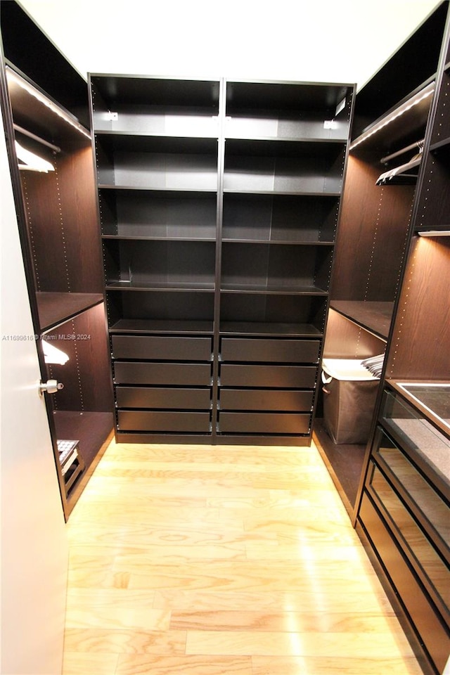 walk in closet featuring wood-type flooring