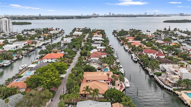 2010 NE 120th Rd, North Miami, FL 33181 - aerial view of residential area featuring a large body of water and skyline