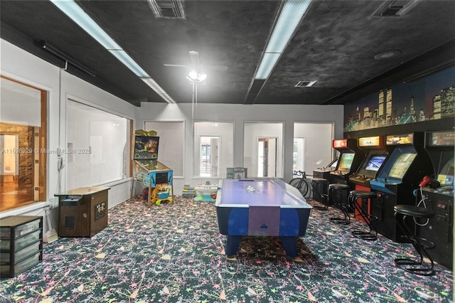 game room with carpet floors