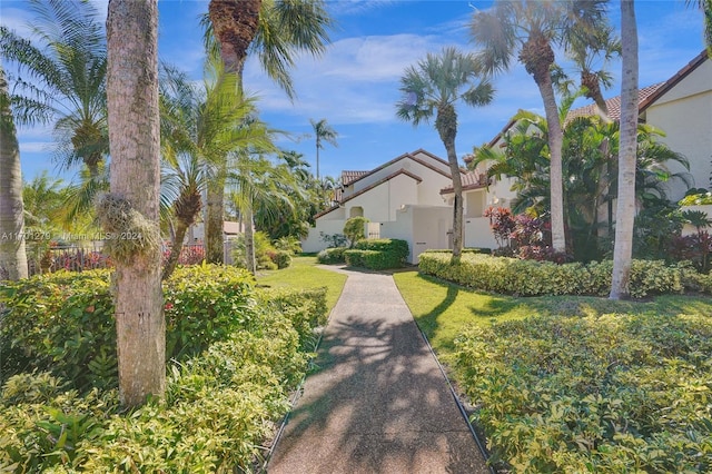 view of property's community featuring a lawn