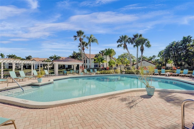 view of pool featuring a patio area