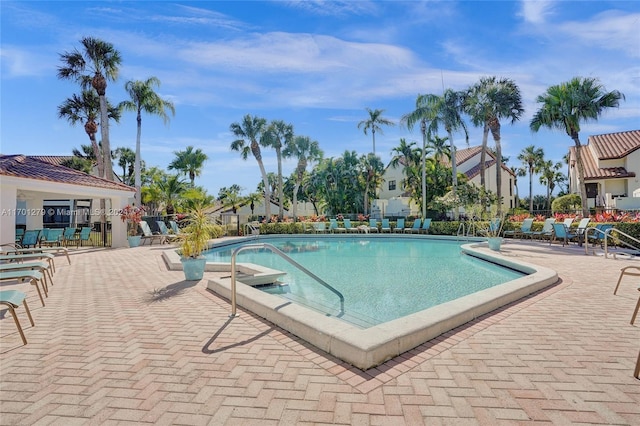 view of swimming pool with a patio