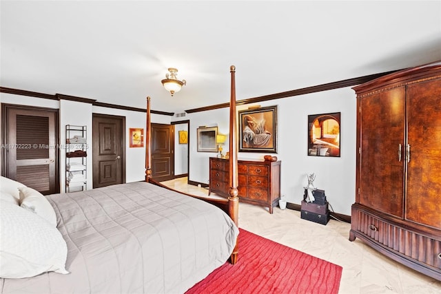 bedroom featuring ornamental molding