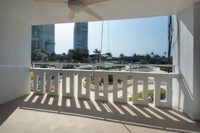 balcony with ceiling fan