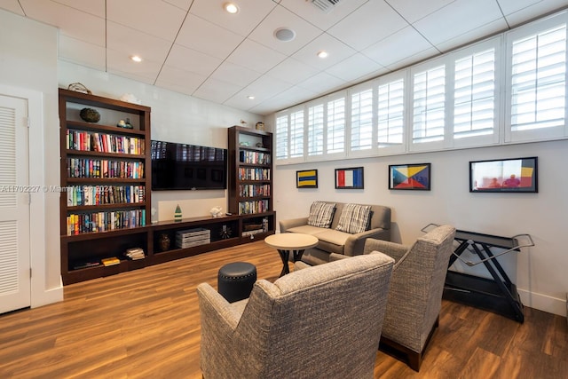 living room with hardwood / wood-style floors