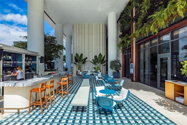 view of patio / terrace with outdoor dry bar