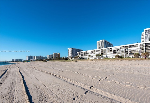 exterior space with a water view