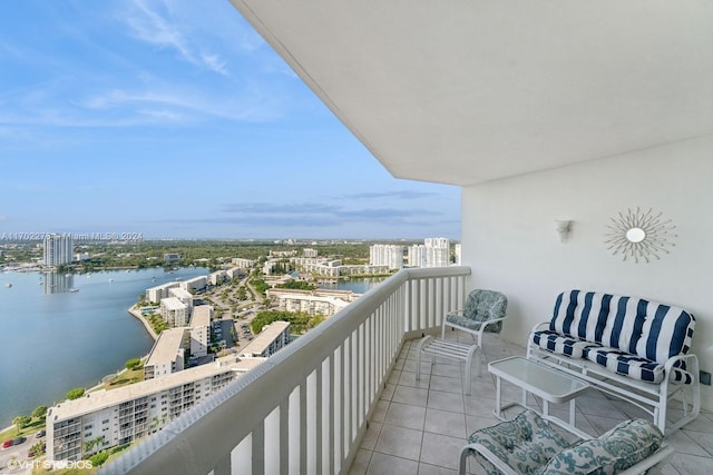 balcony with a water view