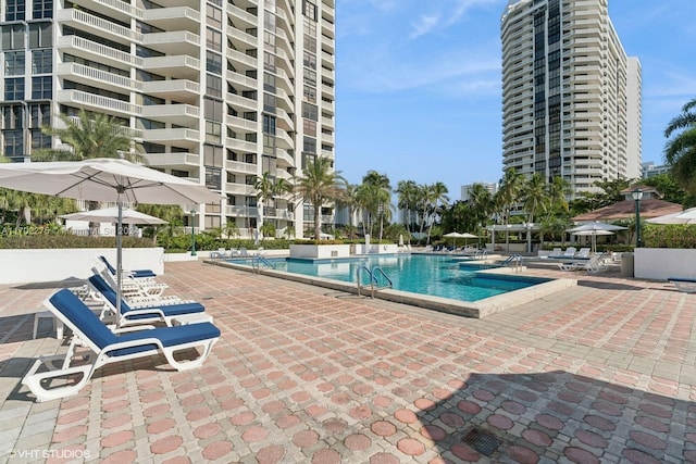 view of pool with a patio area