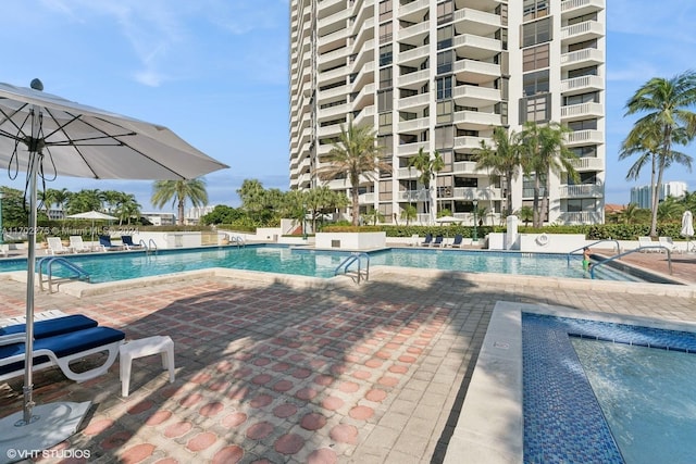 view of pool with a patio