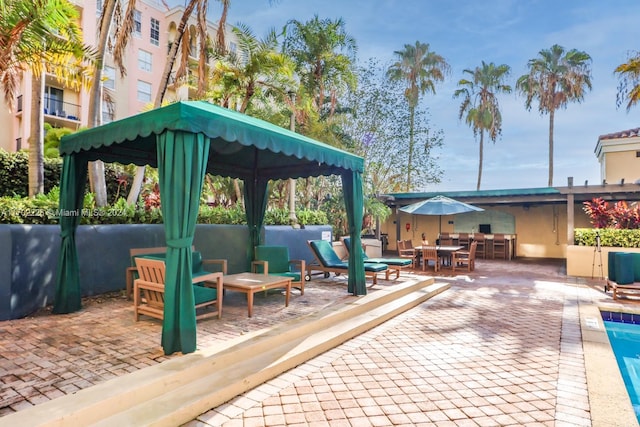 view of patio / terrace featuring a gazebo