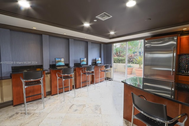 kitchen with stainless steel built in fridge