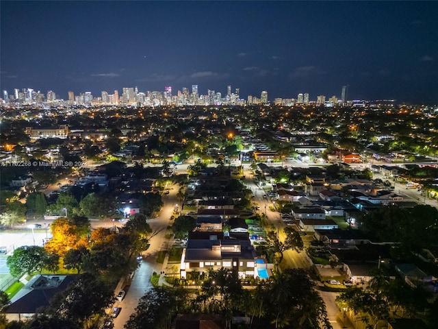 view of aerial view at night