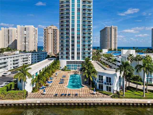 exterior space featuring a water view