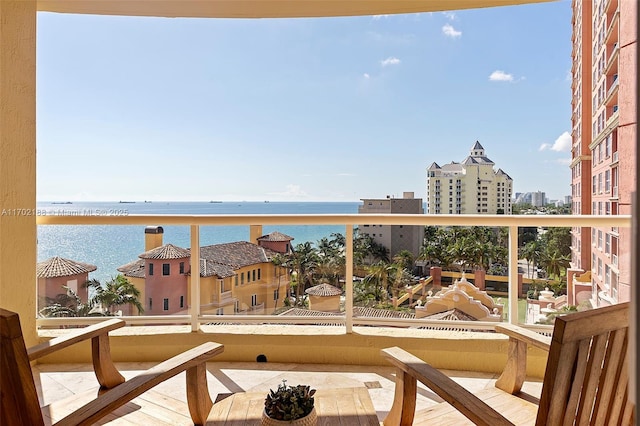 balcony with a water view