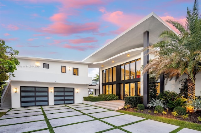 contemporary house featuring a garage